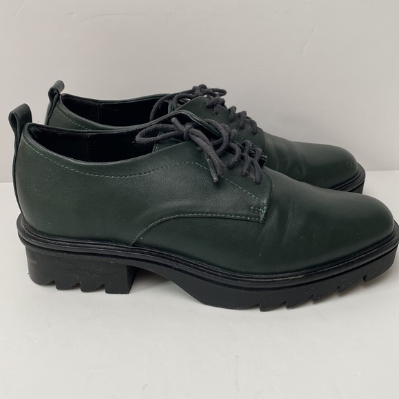 Zara Shoes Women US 6.5 EU 37 Green Blucher Oxford Chunky Lug Sole Platform - Picture 2 of 12